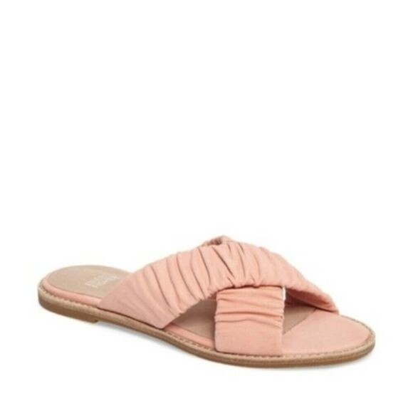 EILEEN FISHER Salmon Cross Slide Sandals  - Picture 1 of 6